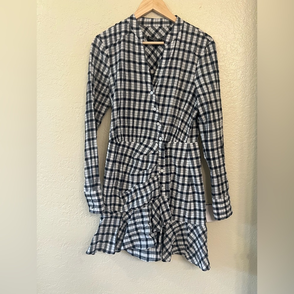 🆕🤍Veronica Beard 🤍Plaid Navy and White Women's Dress. Size M - Picture 5 of 12